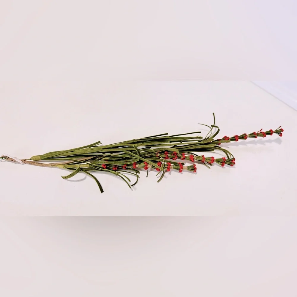 Elegant Red Berries & Green Artificial Floral Spray